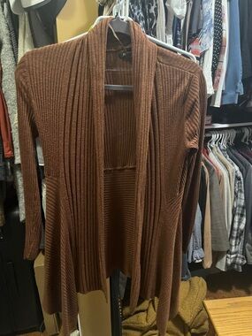 Apt. 9 Ribbed Open-Front Cardigan in Chestnut Brown